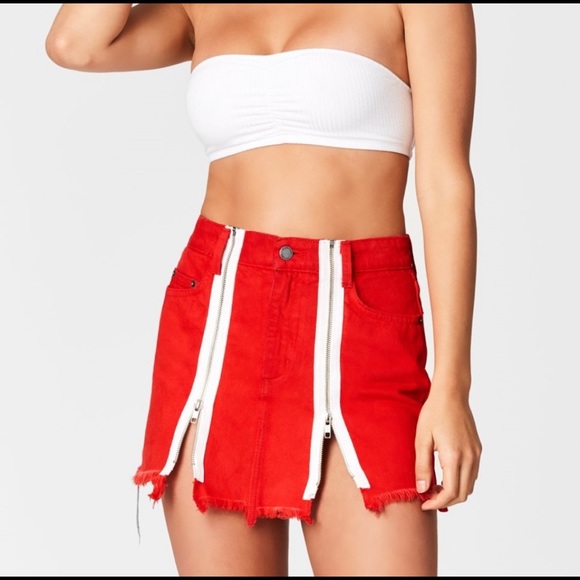 Carmar COLIN Red Double White Zipper Mini Skirt - Picture 2 of 8